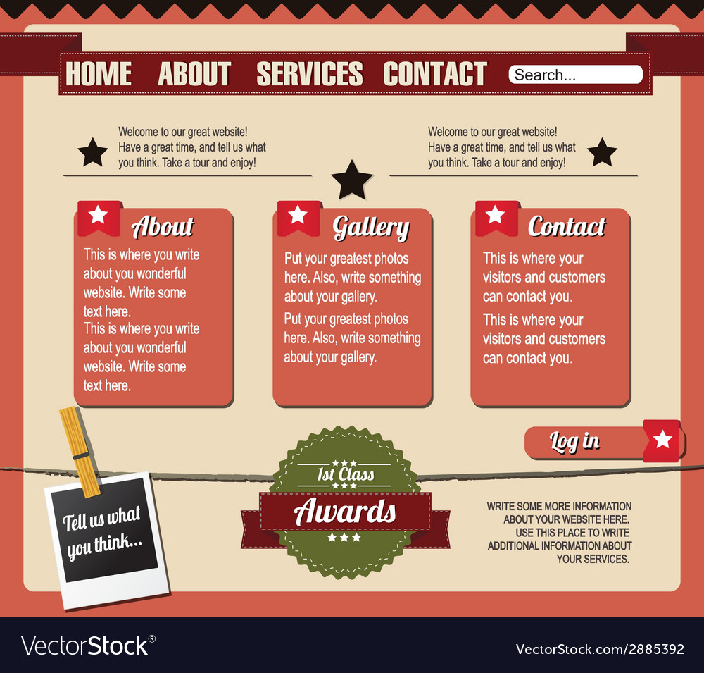 website template elements vintage style royalty free vector