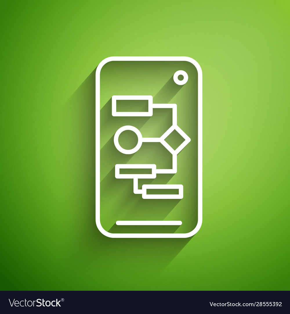 White line algorithm icon isolated on green vector image White line algorithm icon isolated on green
