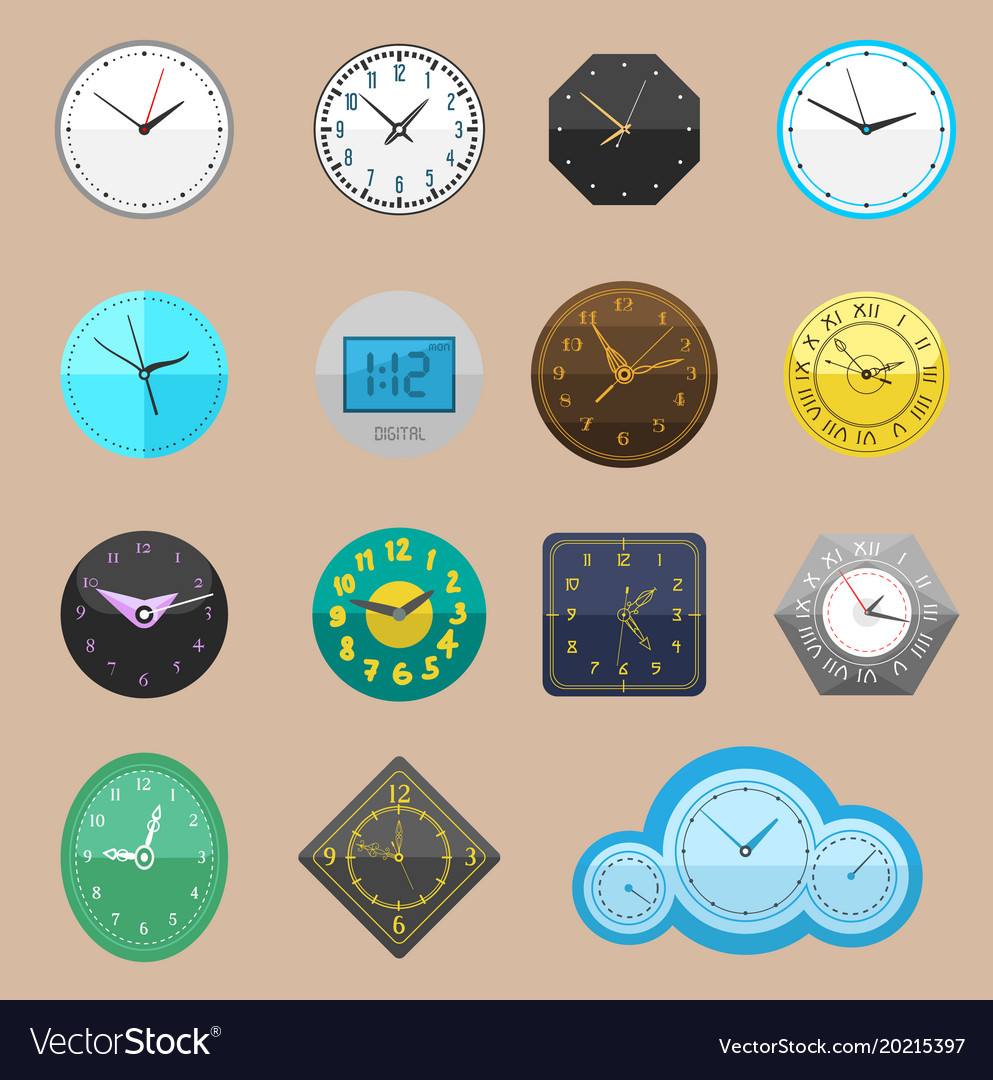 Clock watch different clockwork and Royalty Free Vector