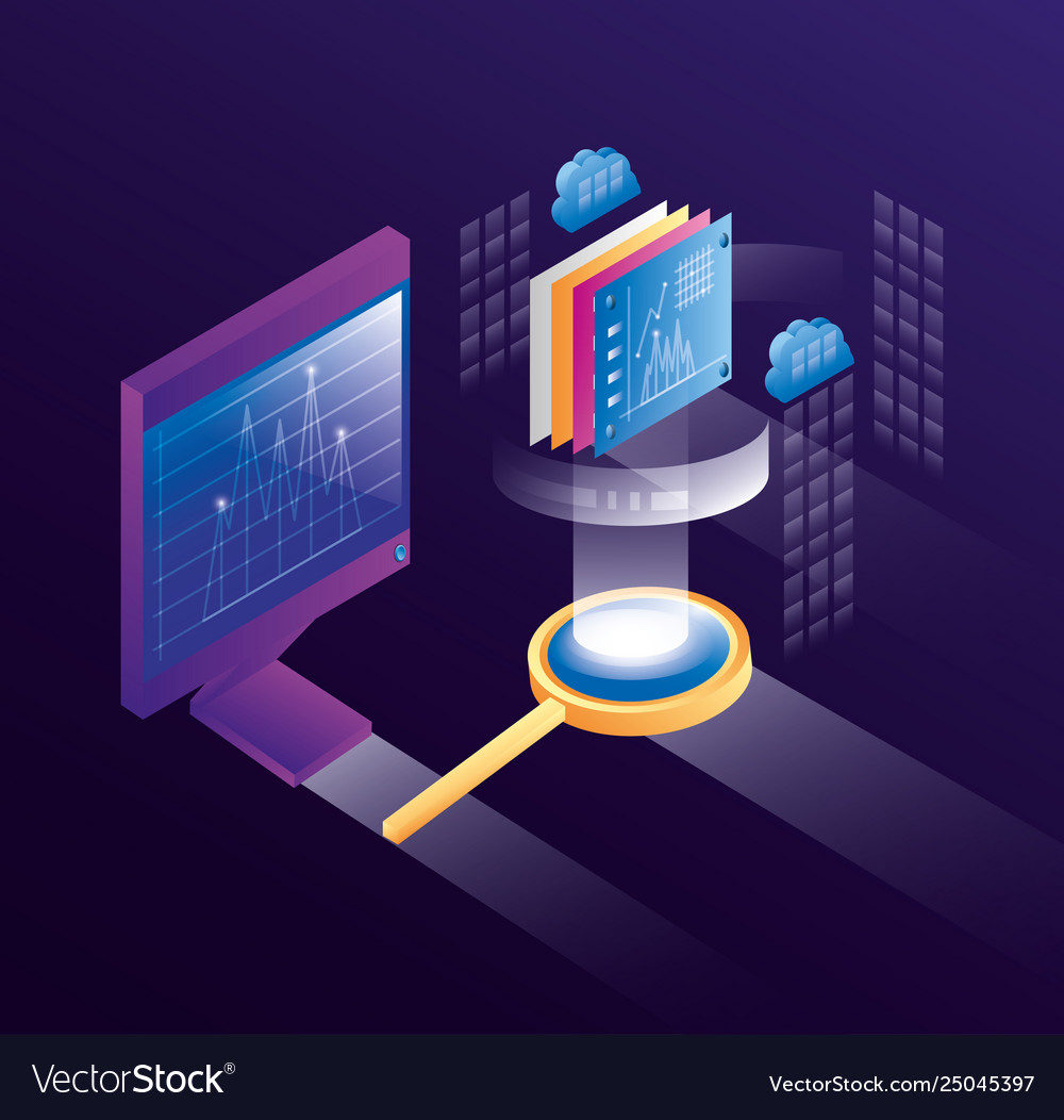 Computer desktop with data center icons