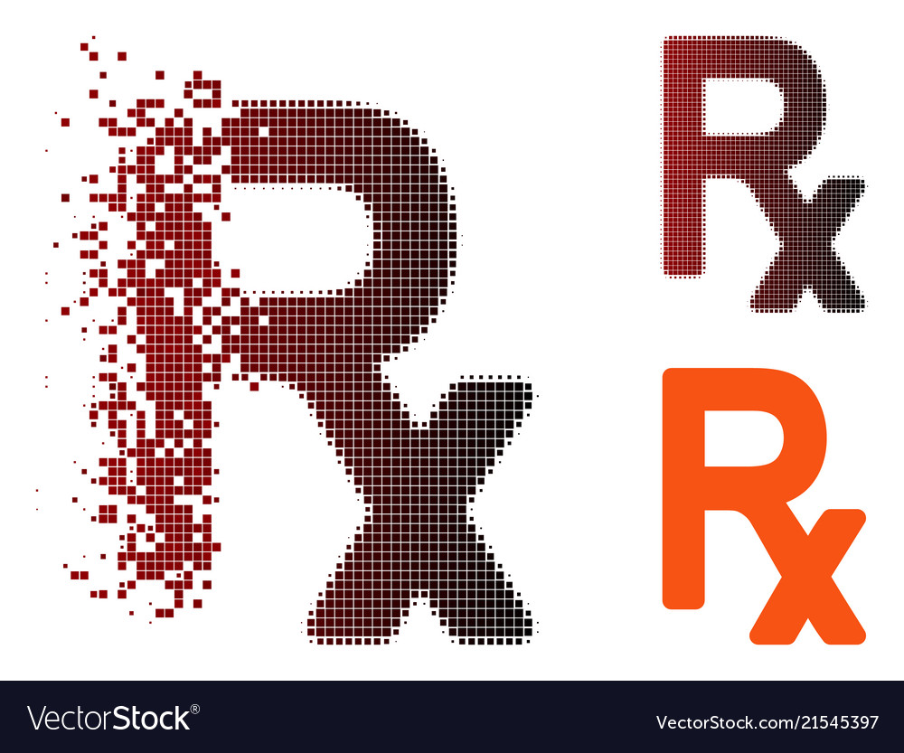 Disintegrating pixel halftone prescription symbol