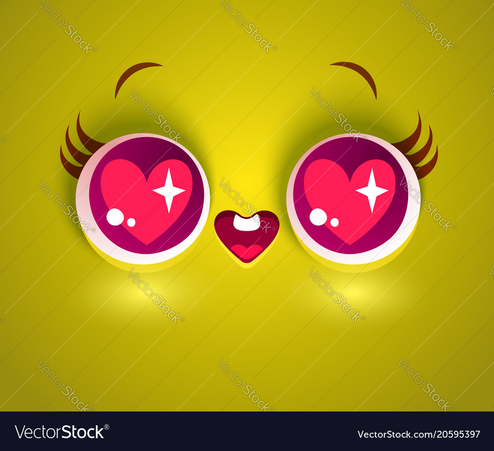 Face with hearts in eyes Royalty Free Vector Image