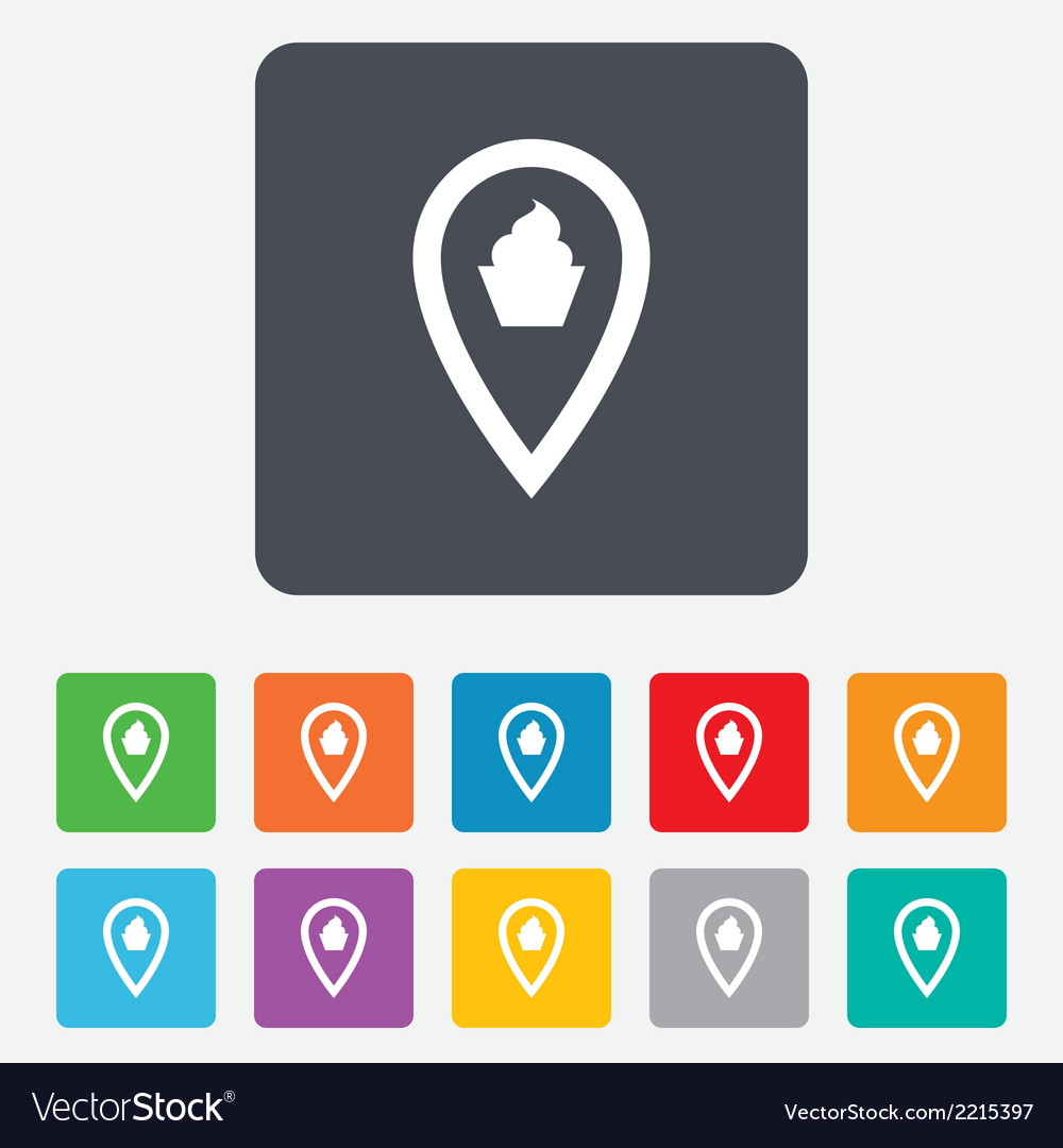 Map pointer food sign icon marker symbol
