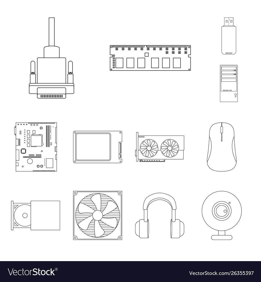 Pc and component icon vector image Pc and component icon