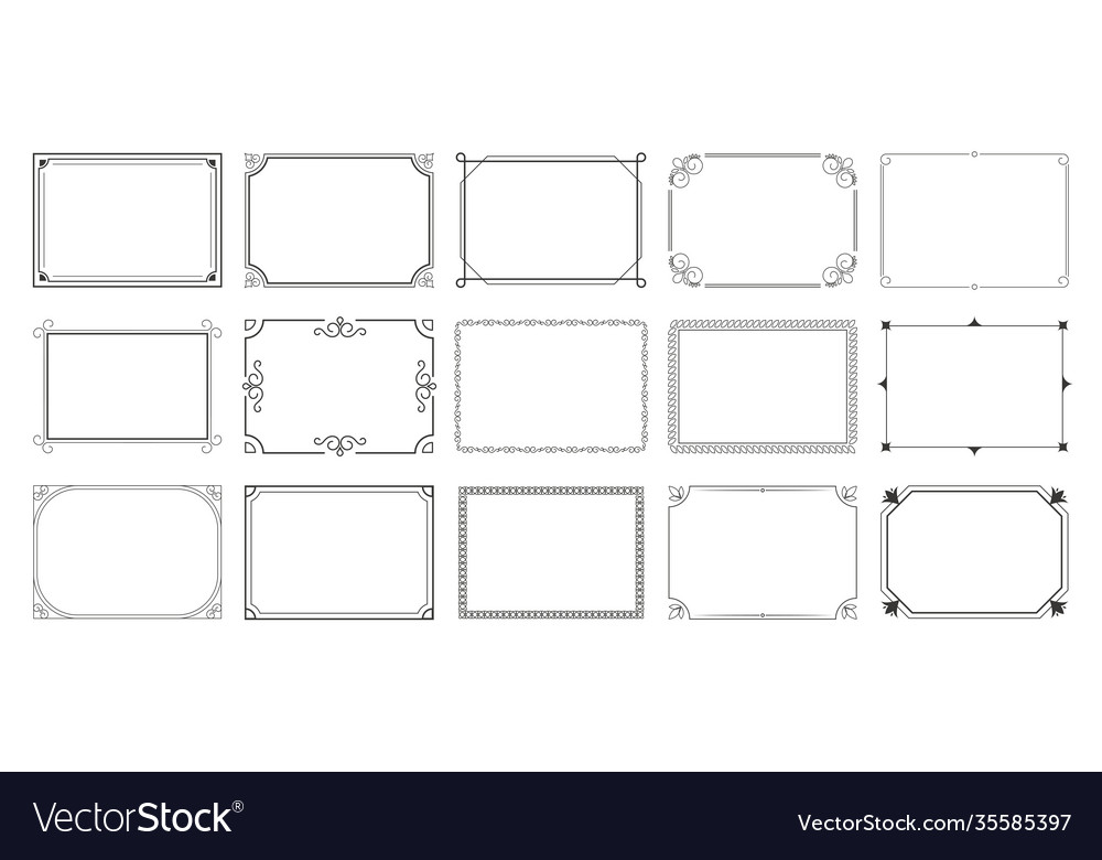 Rectangular calligraphic frames set vector image Rectangular calligraphic frames set