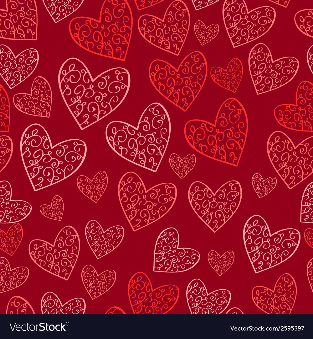 Seamless red pattern with hearts