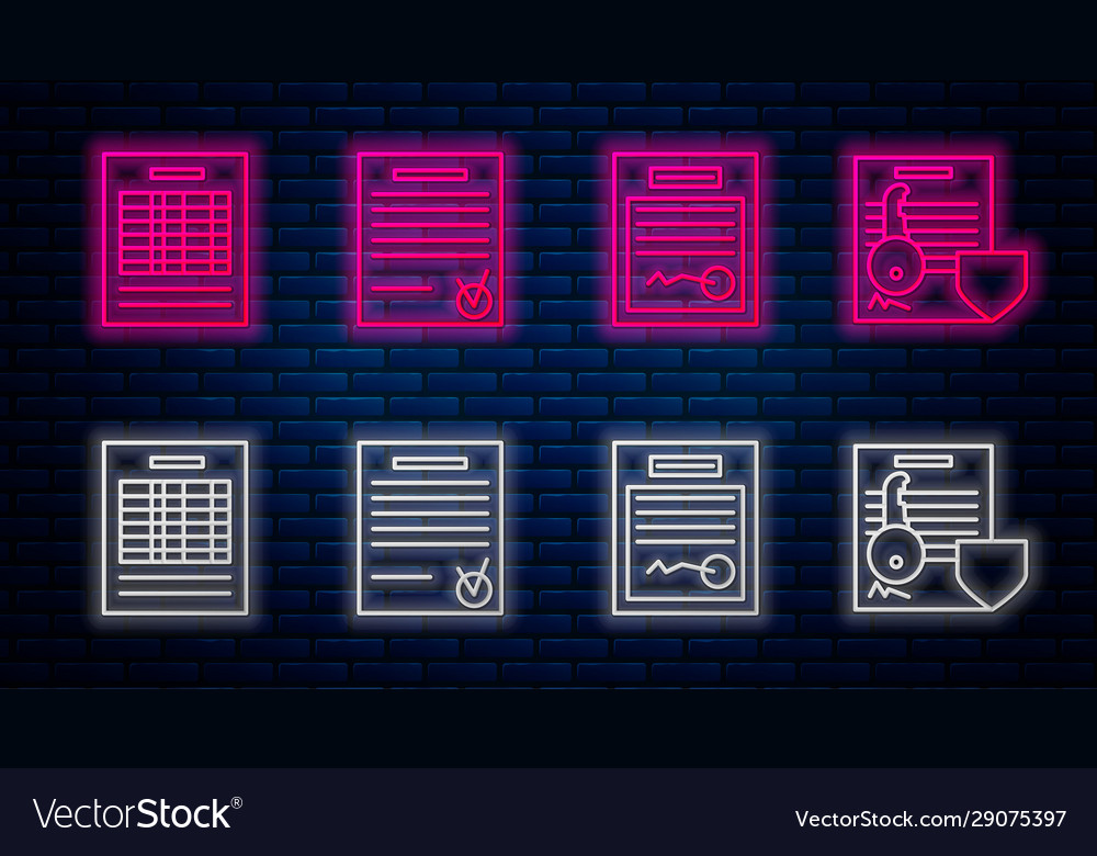 Set line confirmed document and check mark filled vector image Set line confirmed document and check mark filled