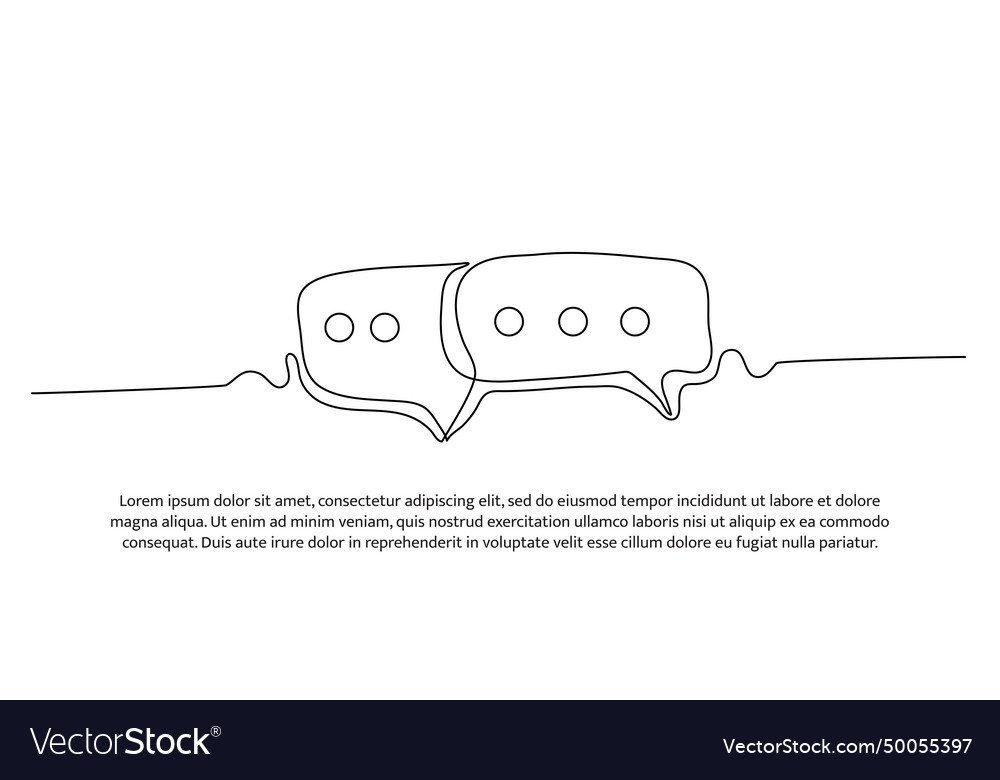 Speech bubble one continuous line design vector image Speech bubble one continuous line design