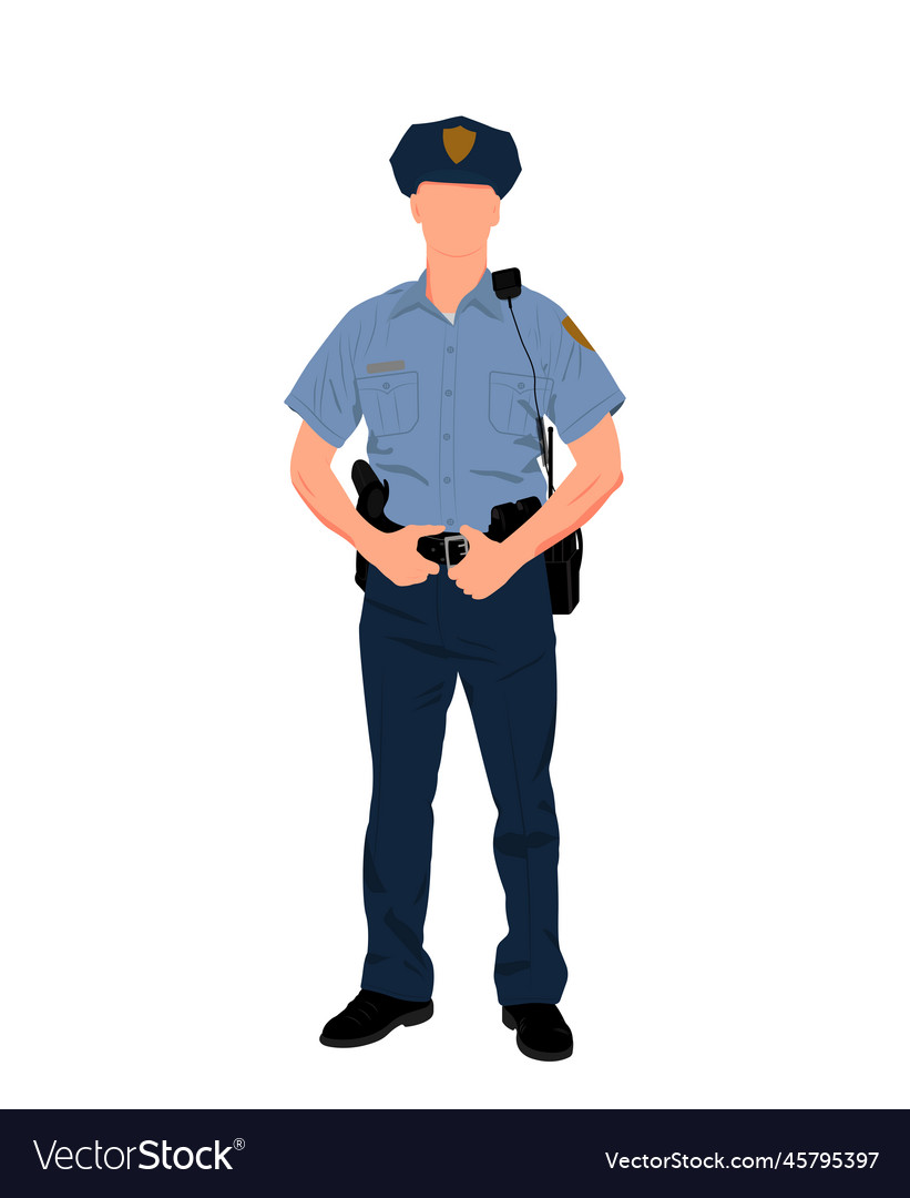 Standing policeman police officer Royalty Free Vector Image