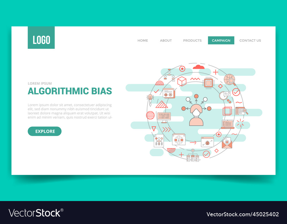Algorithmic bias concept with circle icon vector image Algorithmic bias concept with circle icon