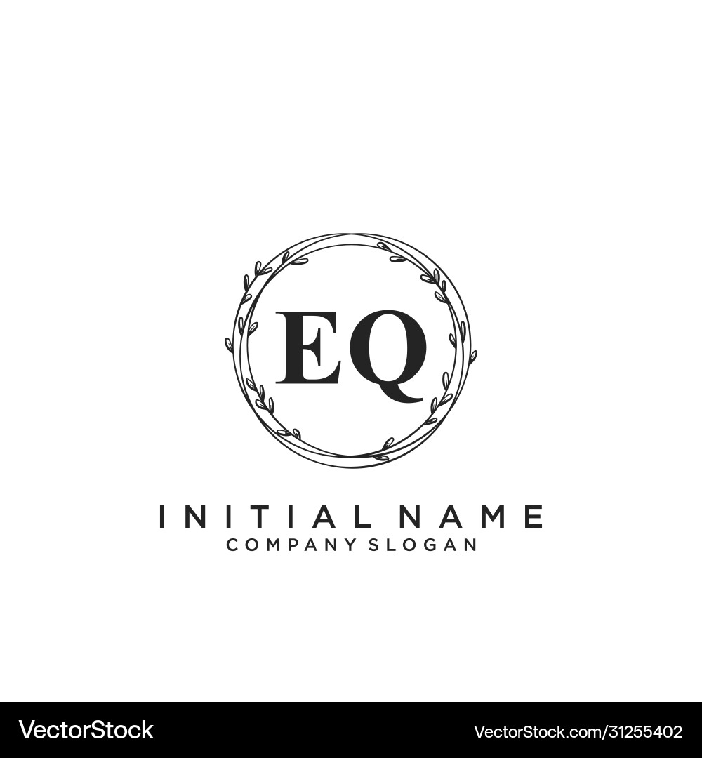 Eq initial handwriting logo design Royalty Free Vector Image