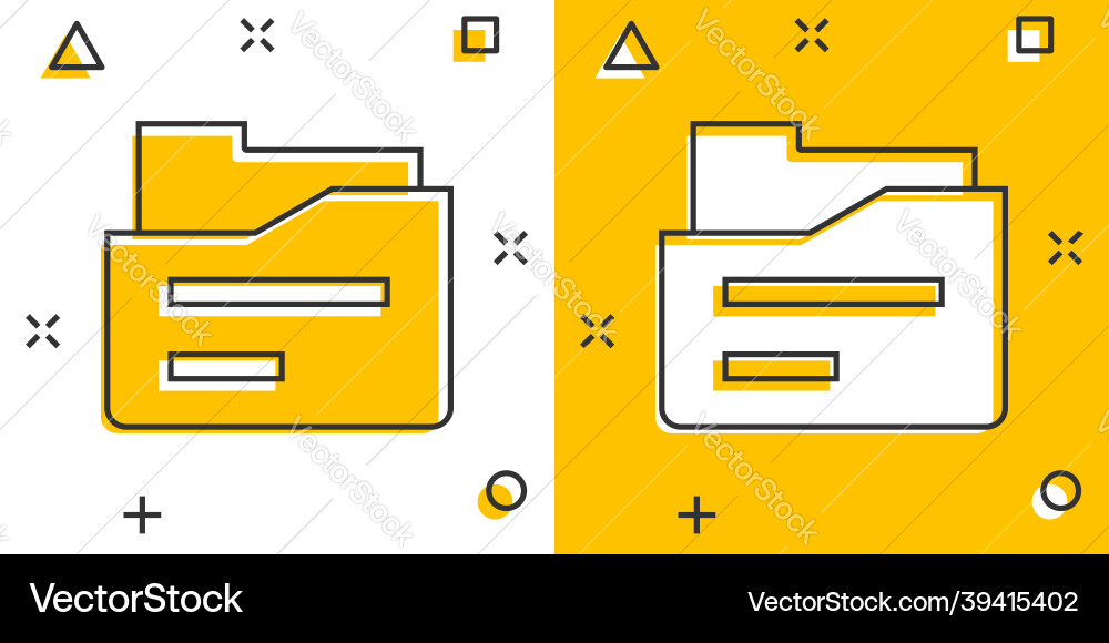 File folder icon in comic style documents archive Vector Image
