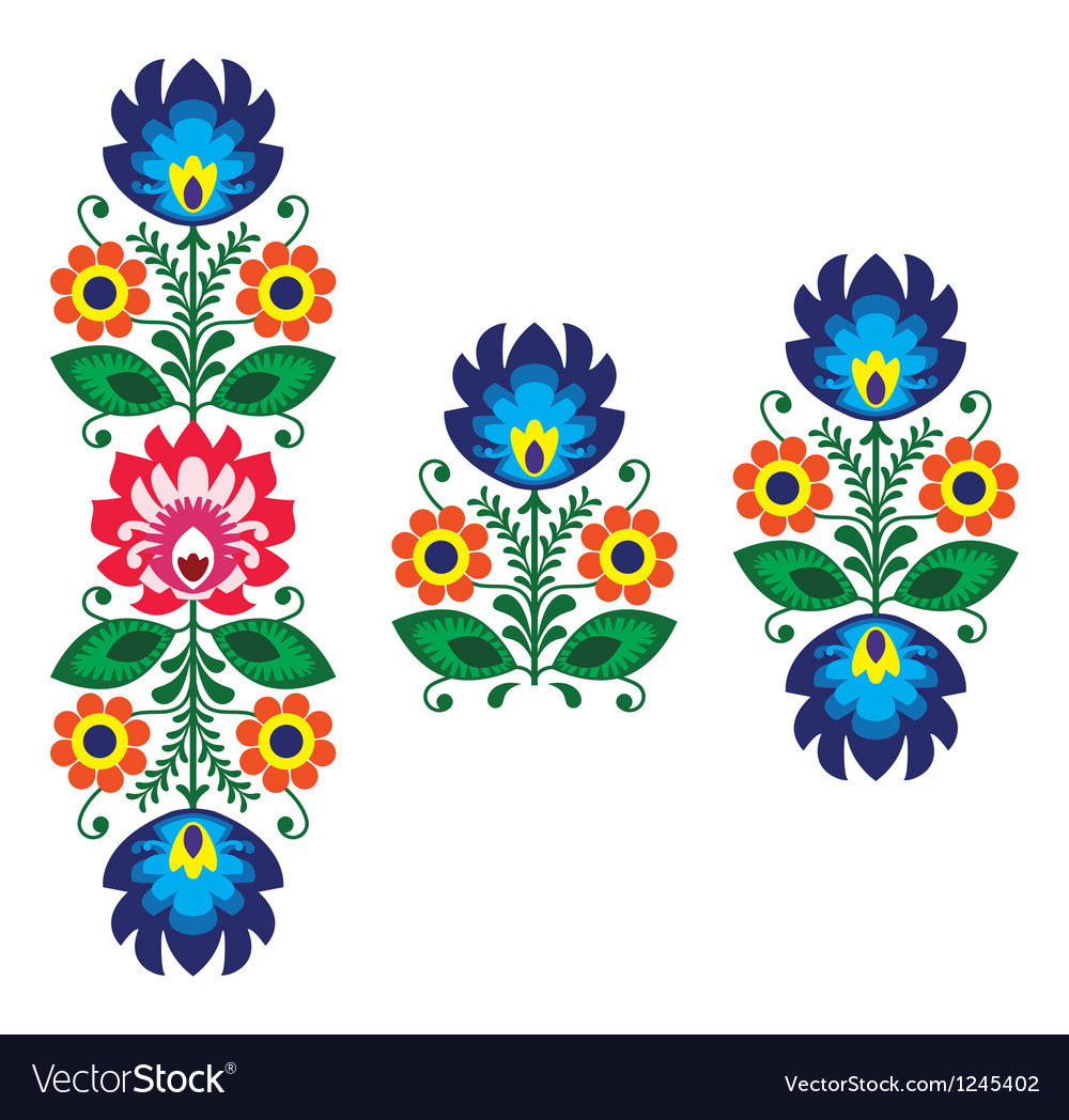 Folk embroidery with flowers - traditional polish Vector Image