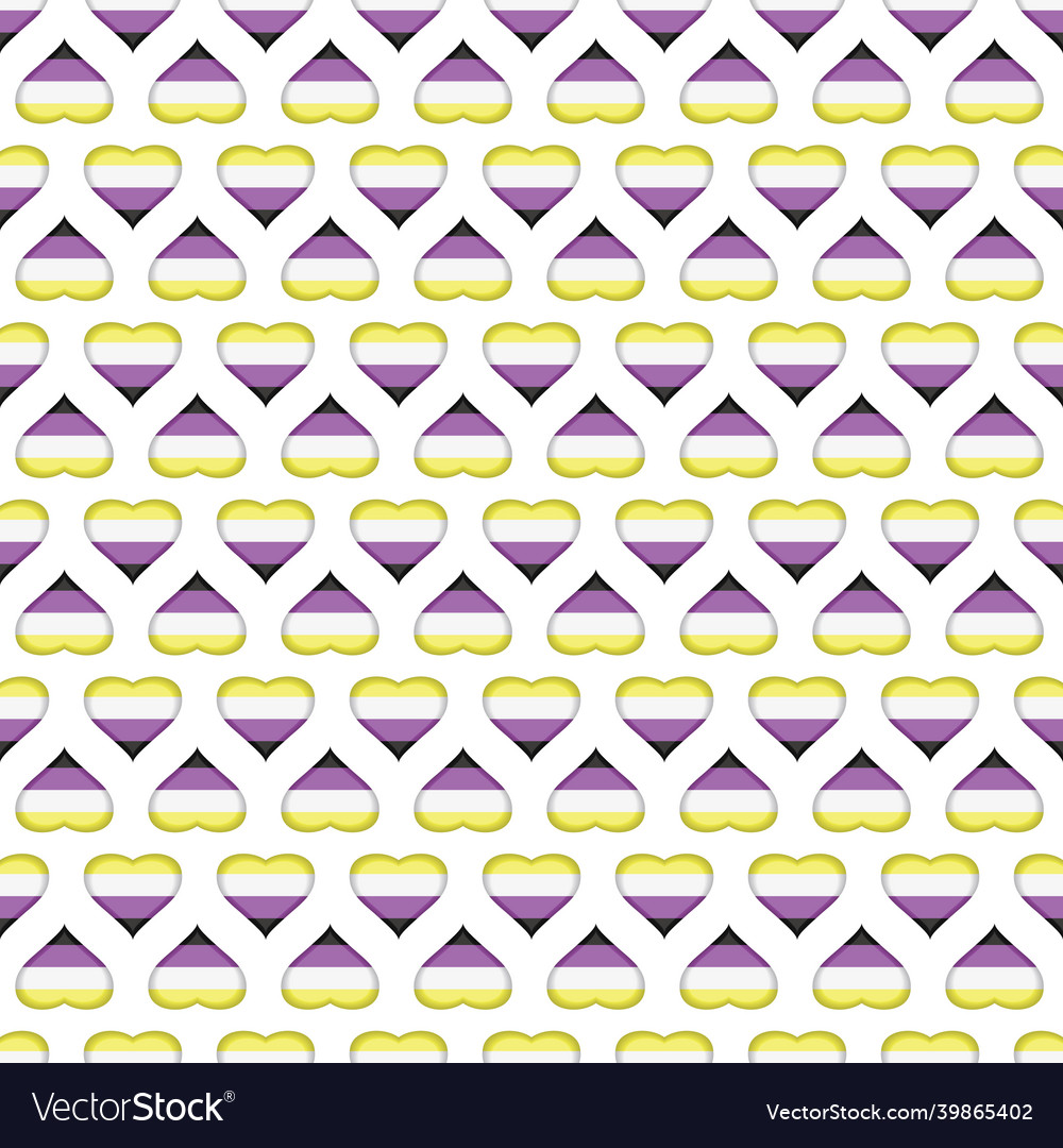 Glossy non-binary heart shape seamless pattern