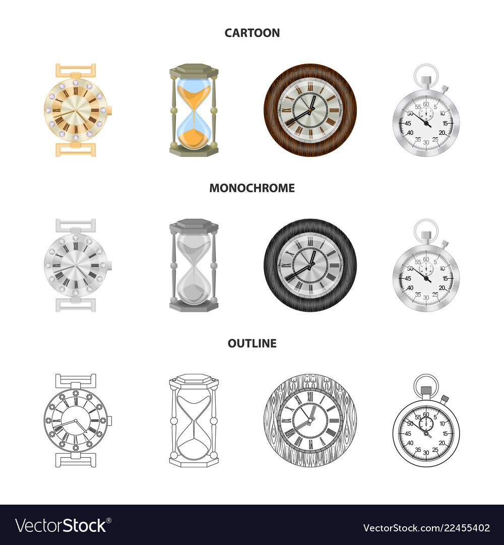 Isolated object of clock and time logo set vector image Isolated object of clock and time logo set