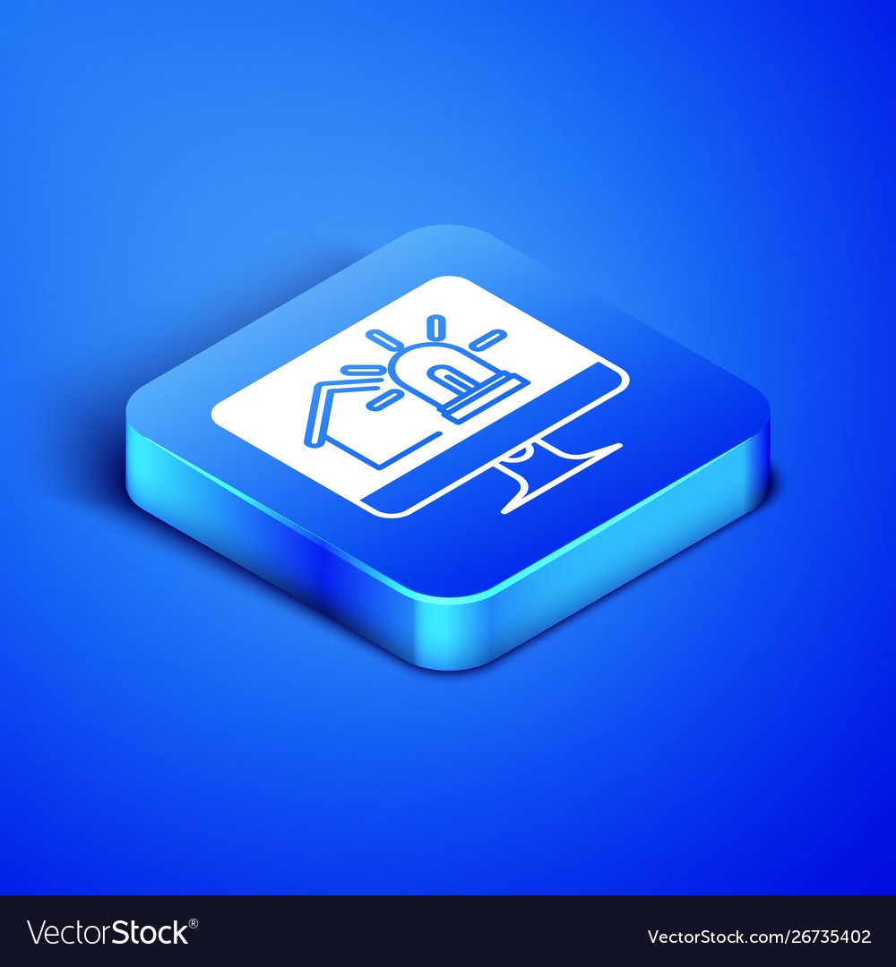 Isometric computer monitor with smart house vector image Isometric computer monitor with smart house