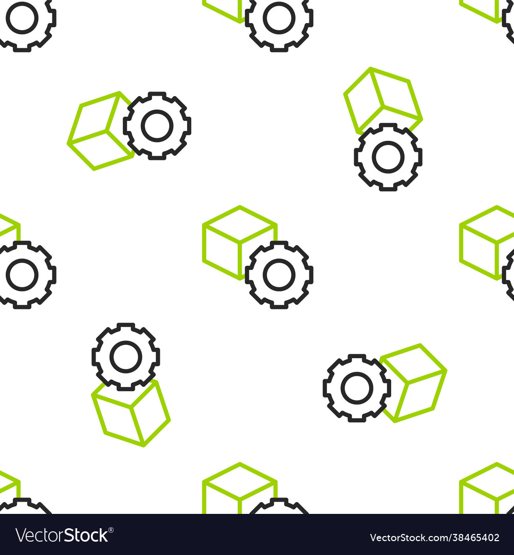 Line isometric cube icon isolated seamless pattern vector image Line isometric cube icon isolated seamless pattern