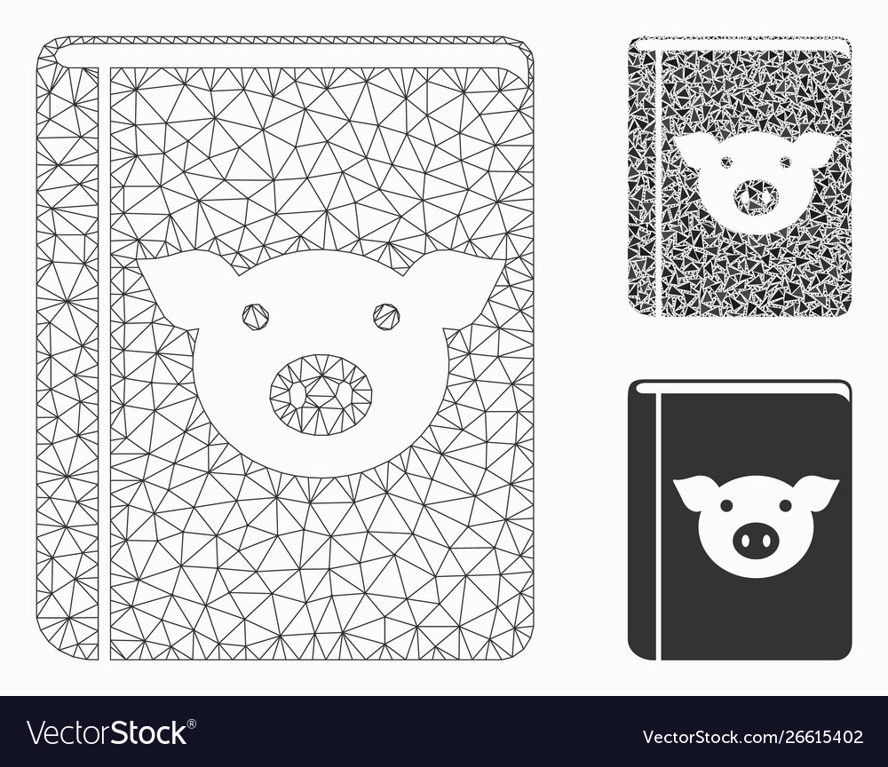 Pig book mesh wire frame model and triangle vector image Pig book mesh wire frame model and triangle