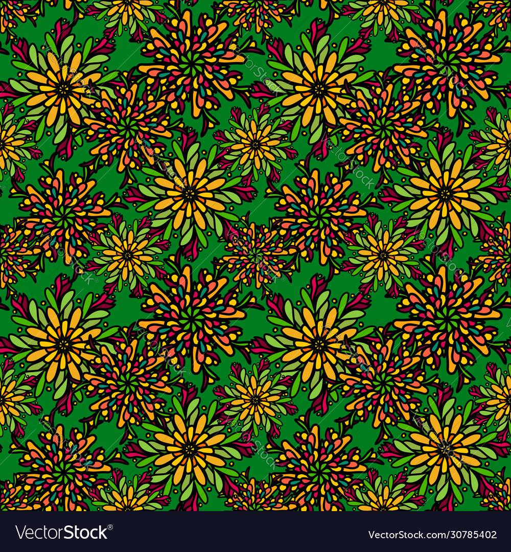 Seamless pattern with bright colorful drawn