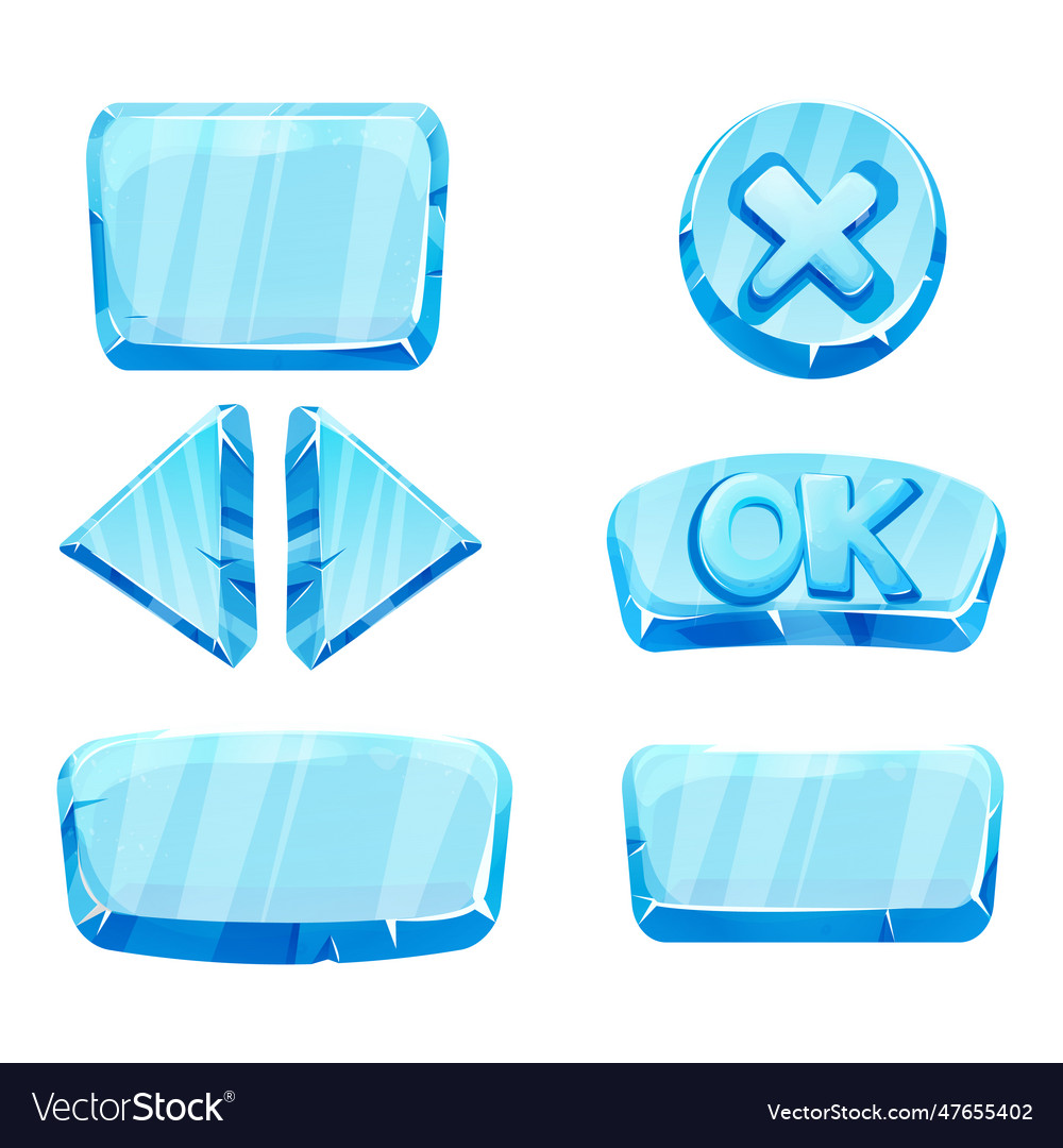 Set frozen ice frames panels for game menu arows