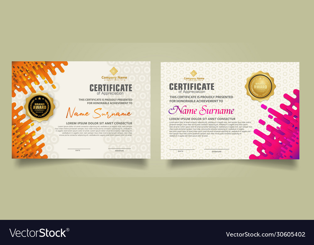 Set modern certificate template with mustard