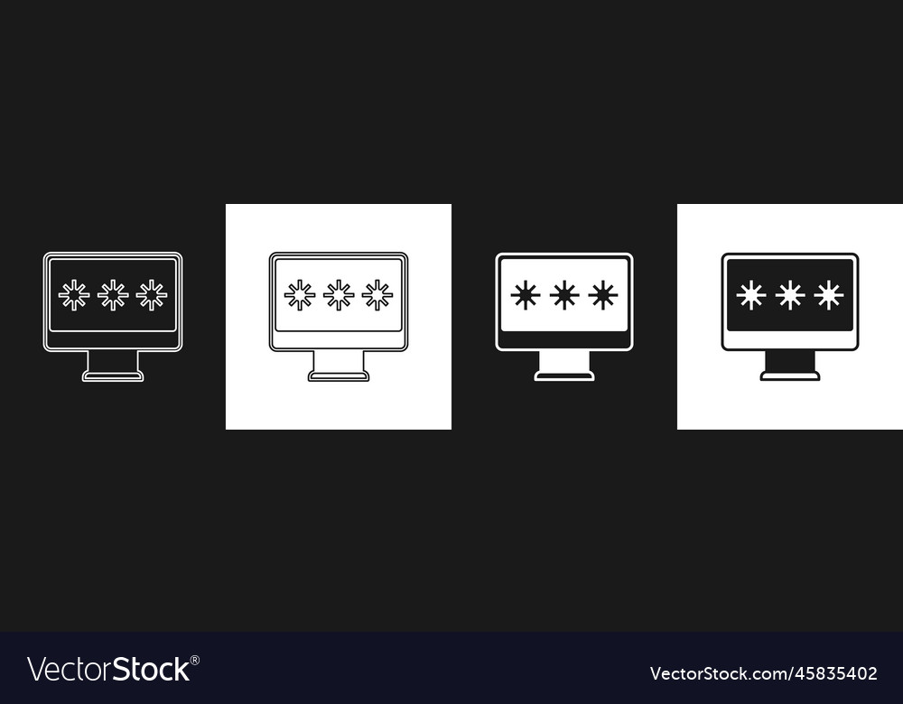 Set monitor with password notification icon vector image Set monitor with password notification icon
