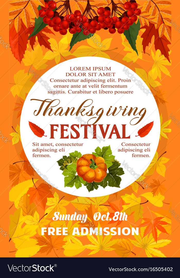 Thanksgiving Day Festival Banner Of Autumn Harvest
