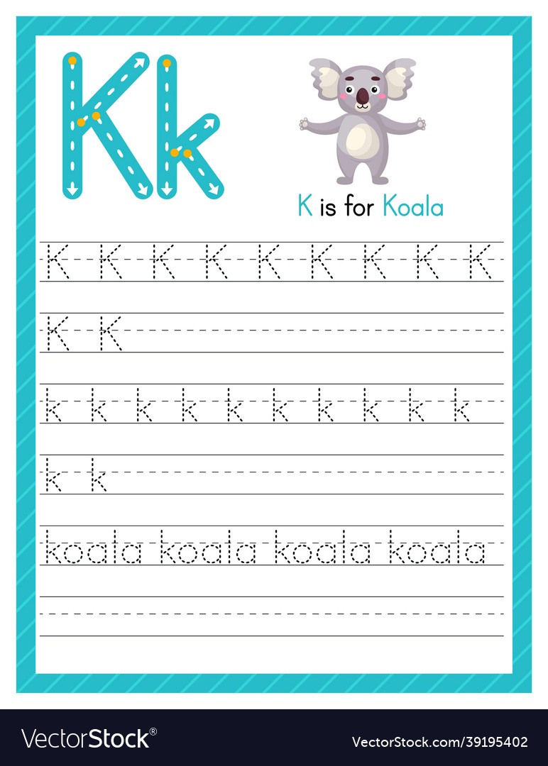 Trace letter k uppercase and lowercase alphabet Vector Image