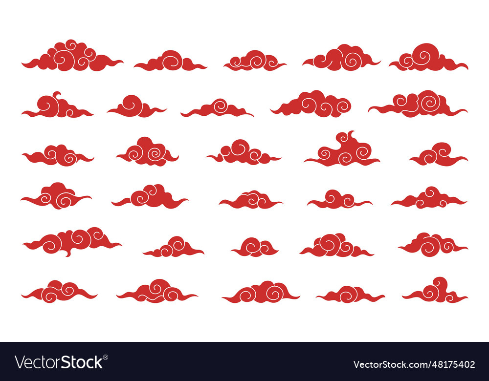 Traditional korean clouds flat chinese or Vector Image