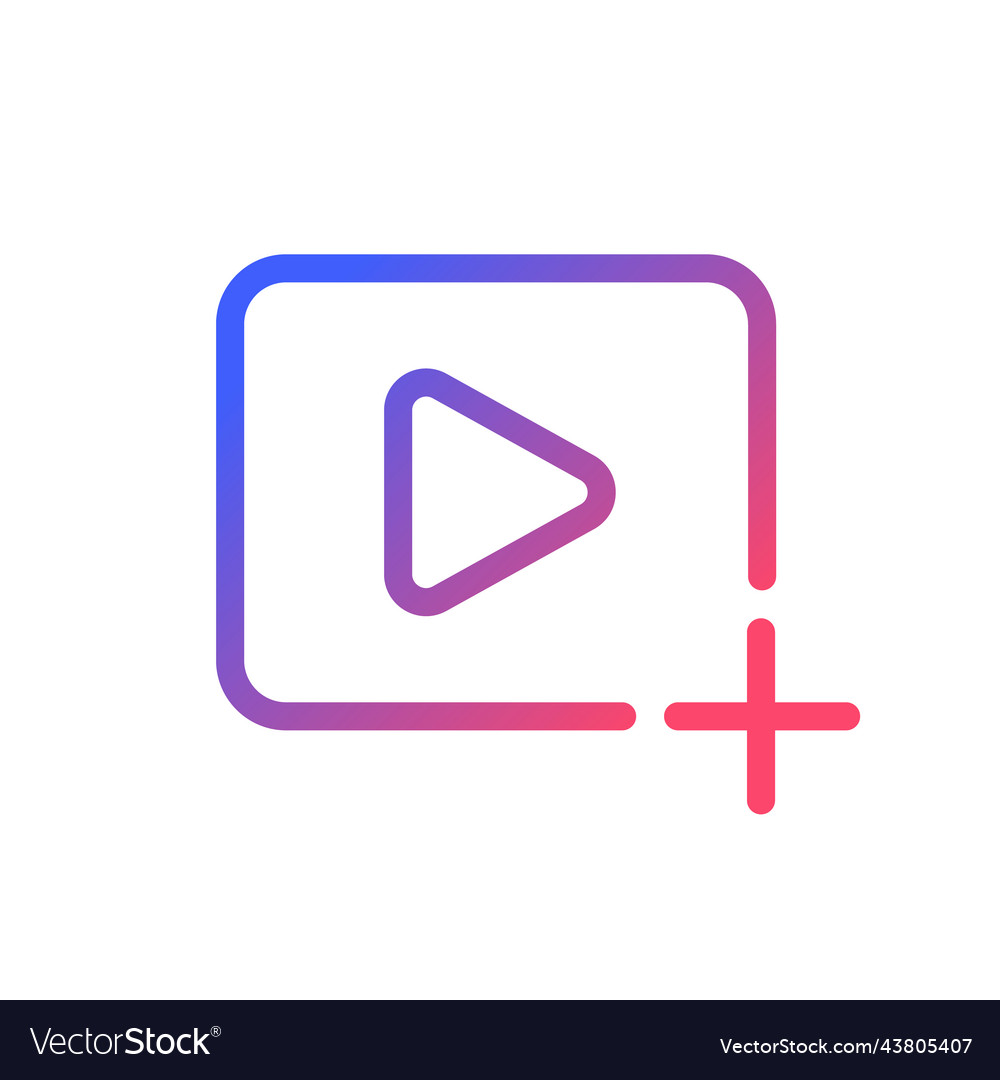 Add video file pixel perfect gradient linear ui vector image Add video file pixel perfect gradient linear ui