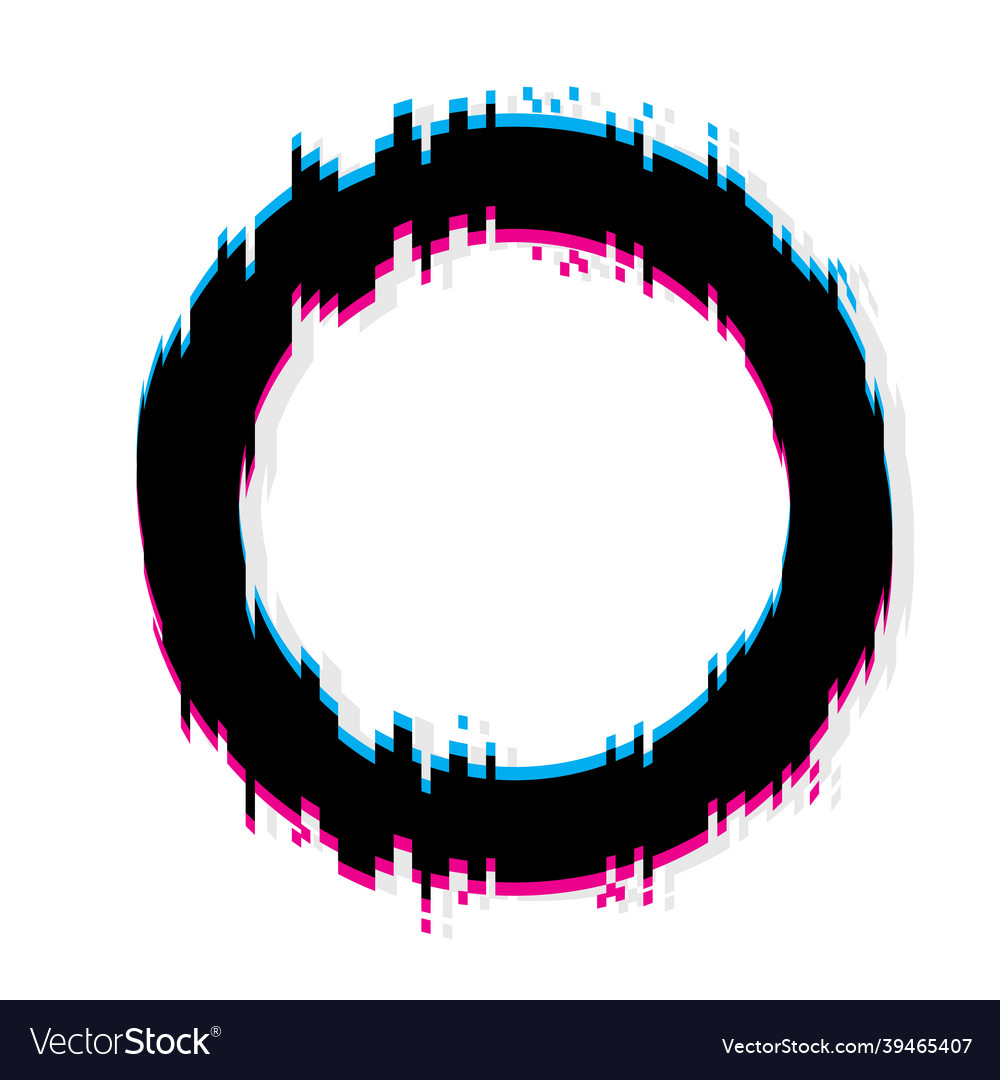 Illuminated Circle Glitch Effect Glitched Circle Stock Vector