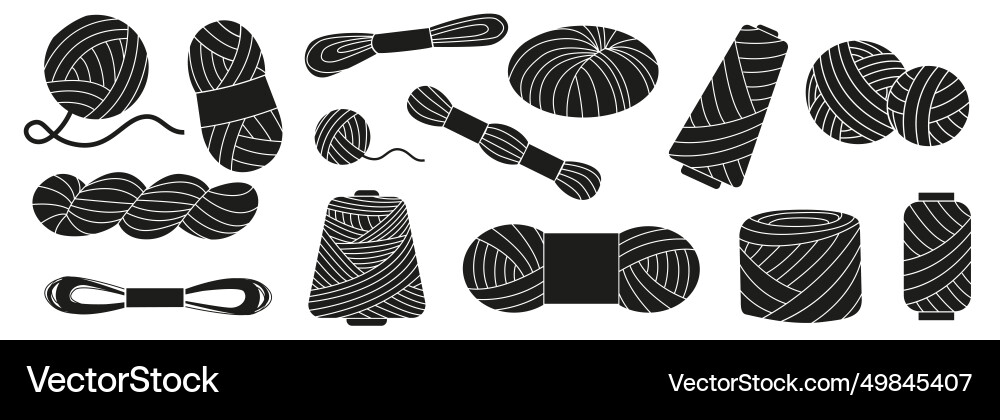 Black yarn handmade colorful woolen threads knit Vector Image