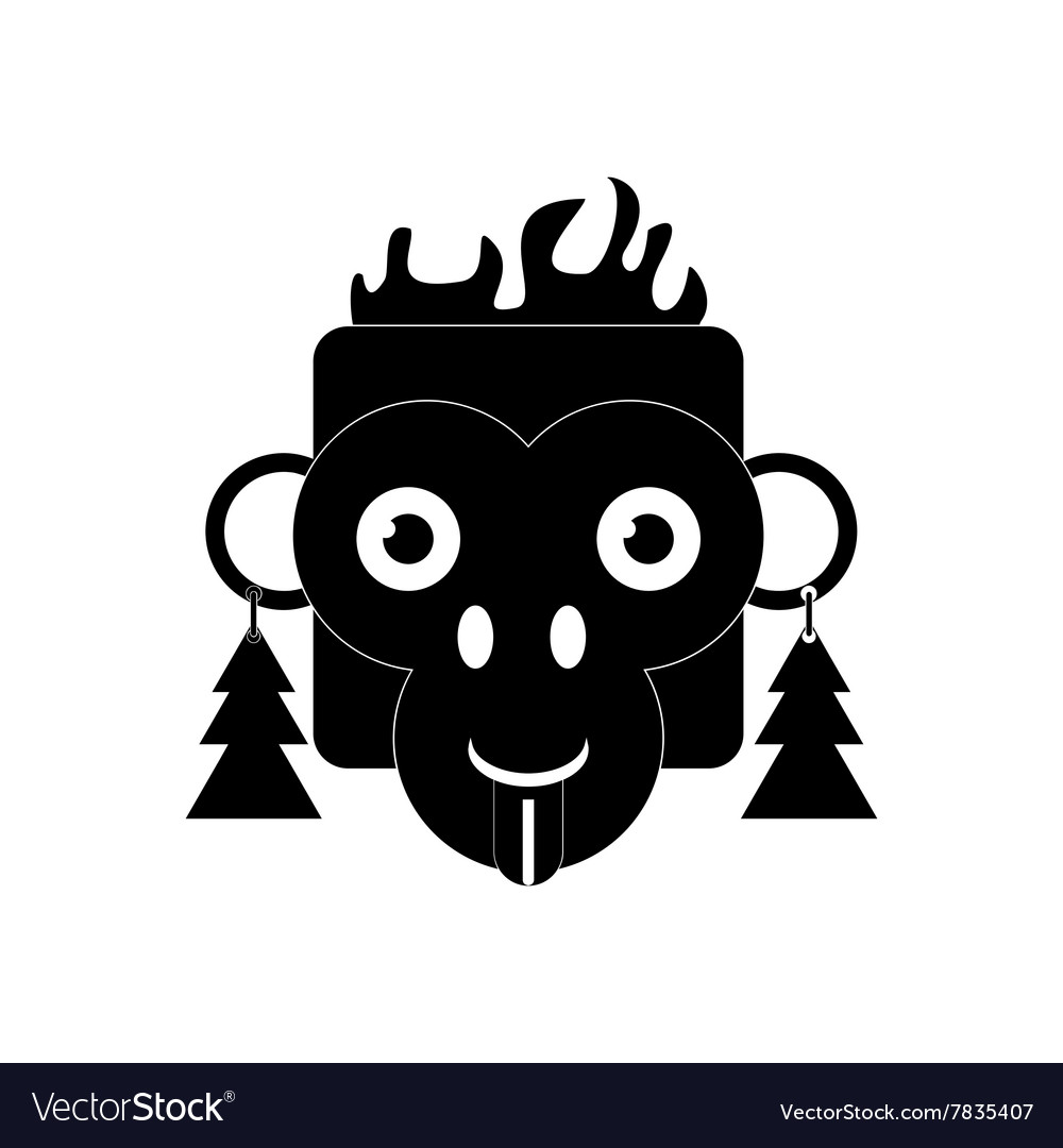 Flat icon in black and white style monkey