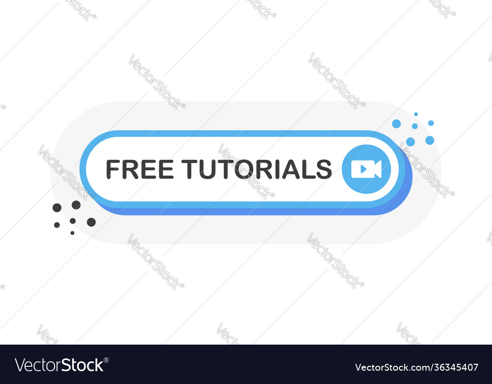 Free video tutorials button on white background vector image Free video tutorials button on white background