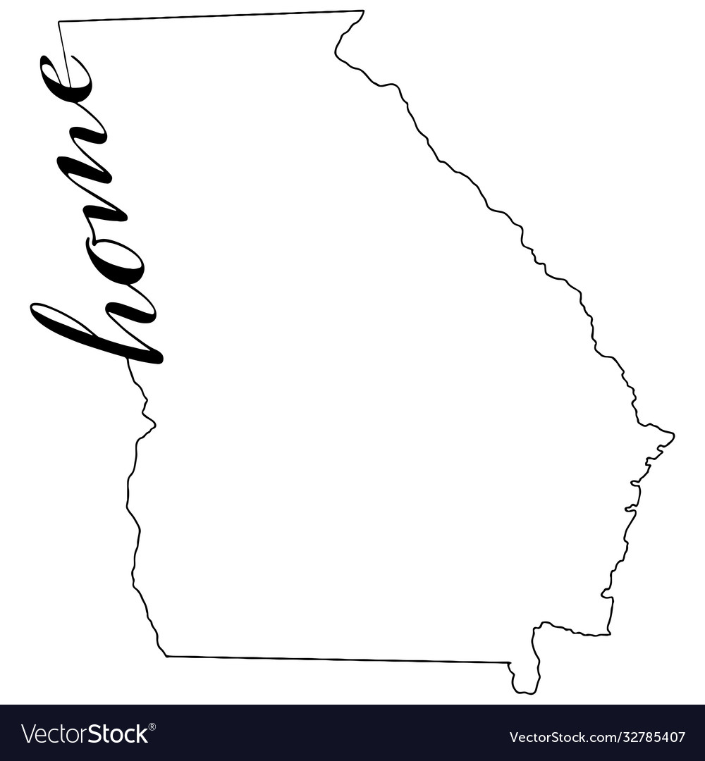 Georgia State Map Outline With Home Royalty Free Vector   Georgia State Map Outline With Home Vector 32785407 