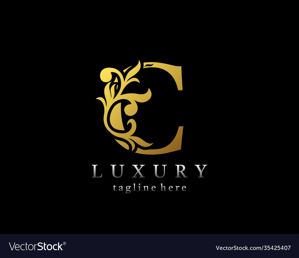 Letter c luxury logo icon gold flourishes Vector Image