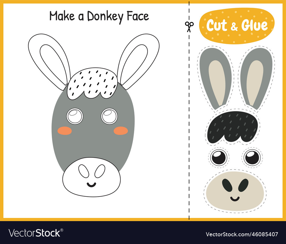 Make a donkey face funny game for kids cut Vector Image