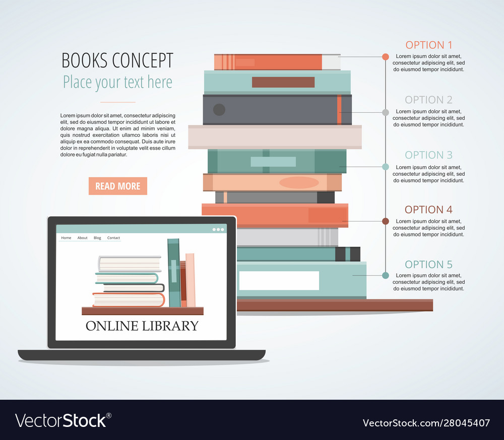 Pile books and laptop Royalty Free Vector Image