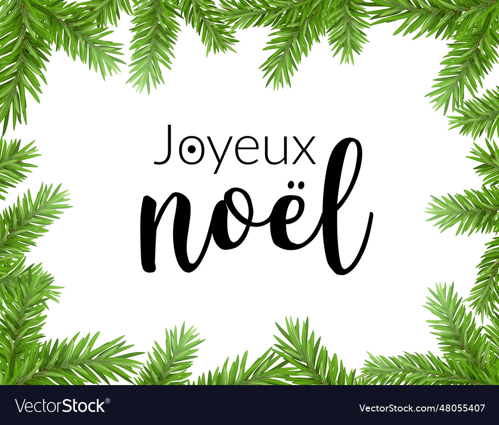 Realistic christmas frame with fir joyeux noel Vector Image