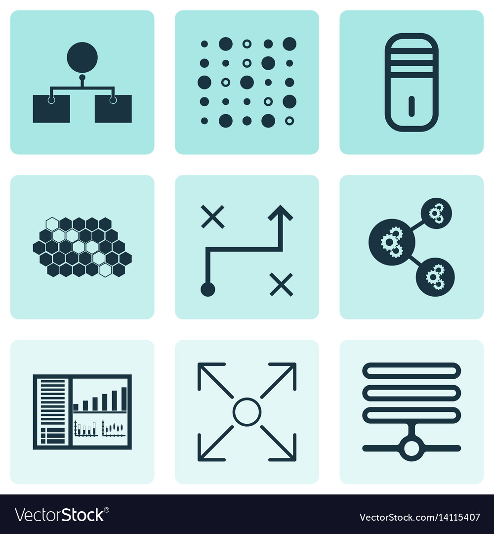 Set of 9 machine learning icons includes