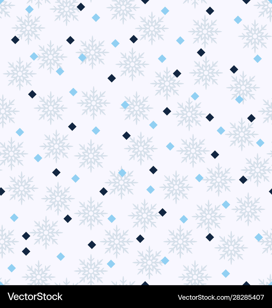 Winter pattern with diamonds and snowflakes Vector Image