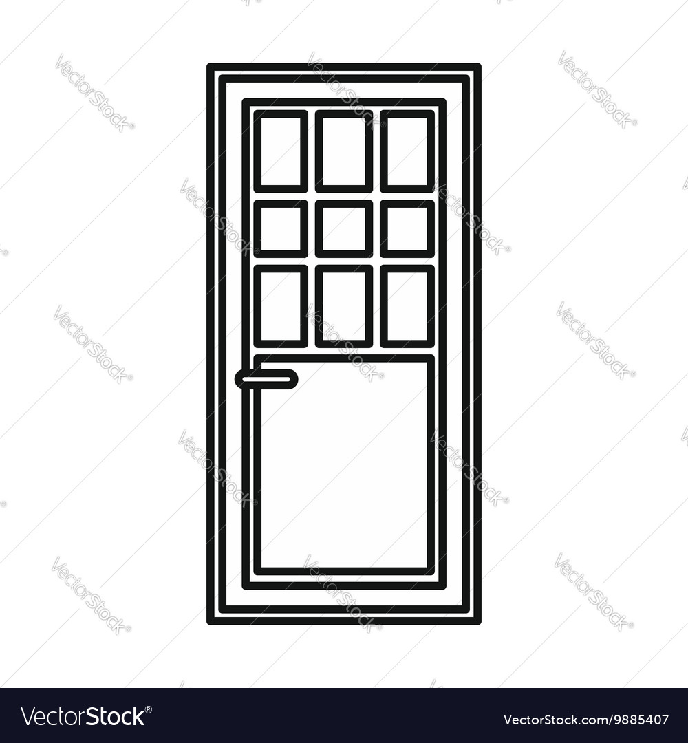 Wooden door with glass icon outline style Vector Image