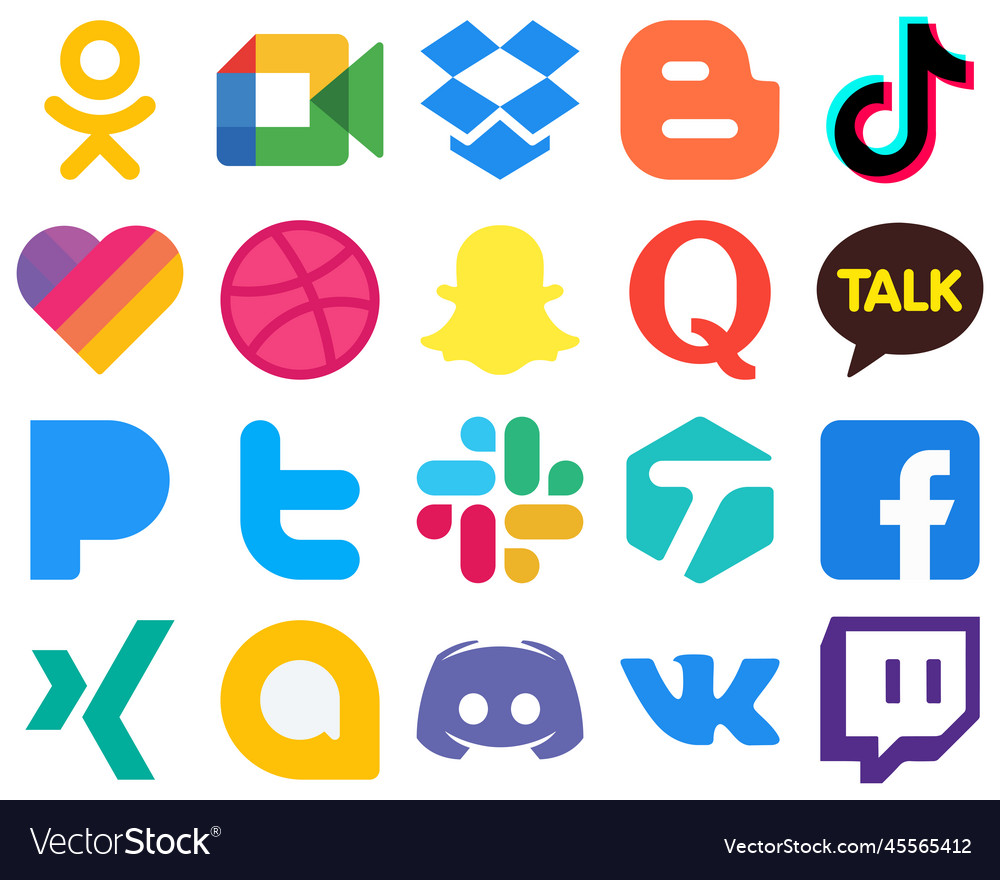 20 sleek and simple flat social media icons kakao