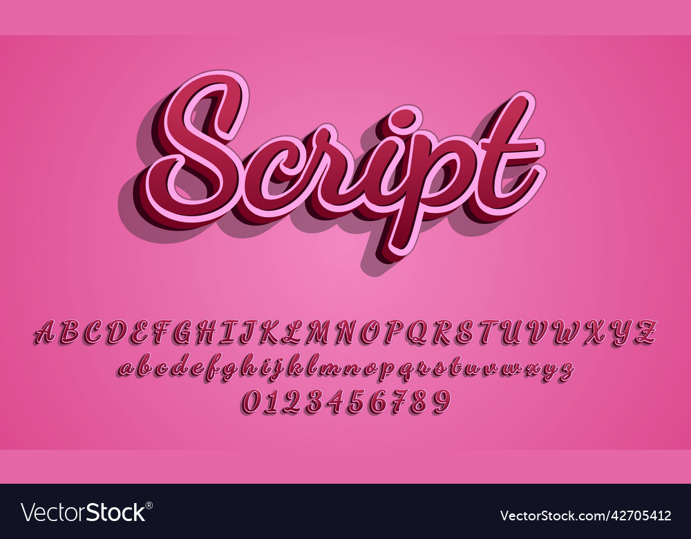 3d script text effect editable style vector image 3d script text effect editable style