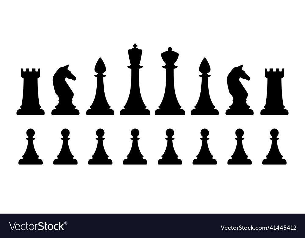 Black silhouettes of chess pieces on white Vector Image