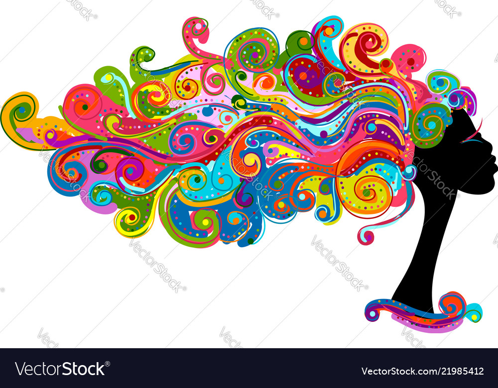 Bunte Wavy Hair Portrait
