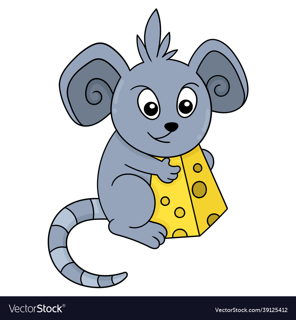 Cute mouse is carrying delicious cheese food Vector Image