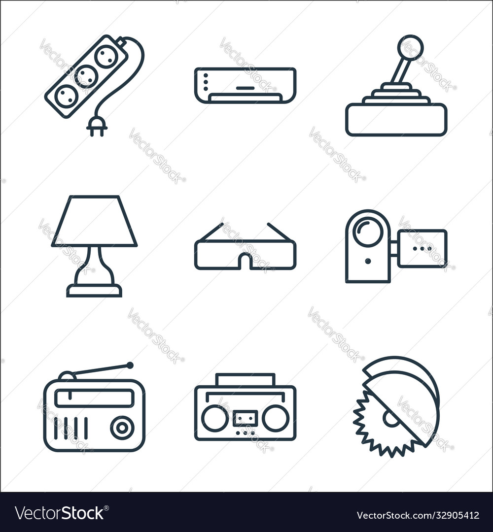Electronic devices line icons linear set quality