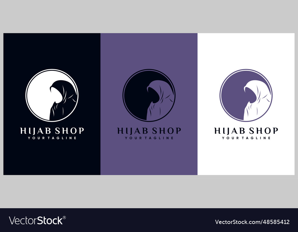 Hijab women logo design template with creative