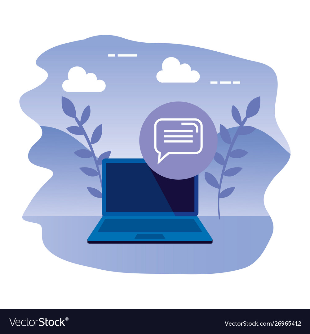 Laptop computer with speech bubble
